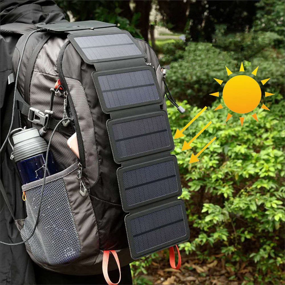 Outdoor Folding Solar Panel Charger Portable 5V 2.1A USB Output Devices Camp Hiking Backpack Travel Power Supply for Smartphones