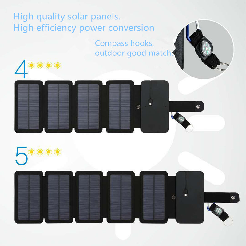 Outdoor Folding Solar Panel Charger Portable 5V 2.1A USB Output Devices Camp Hiking Backpack Travel Power Supply for Smartphones