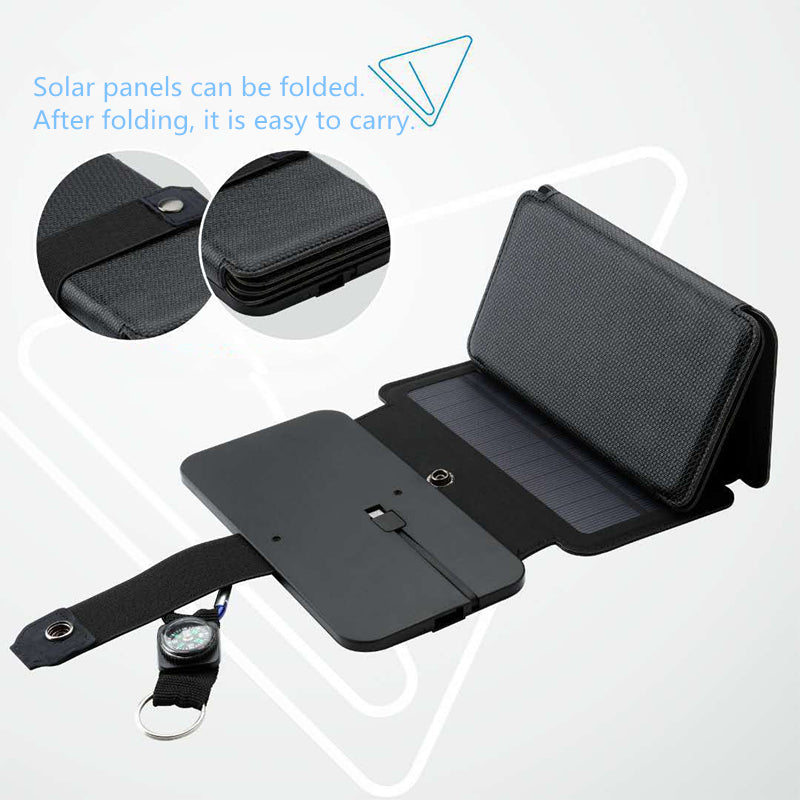 Outdoor Folding Solar Panel Charger Portable 5V 2.1A USB Output Devices Camp Hiking Backpack Travel Power Supply for Smartphones